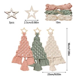 Vordpe Set of 3 Christmas Macrame Set, Macrame DIY Kit for Christmas, Christmas Pendants, Hanging Ornaments, Woven Macrame for Holiday, Wall Hanging Decoration