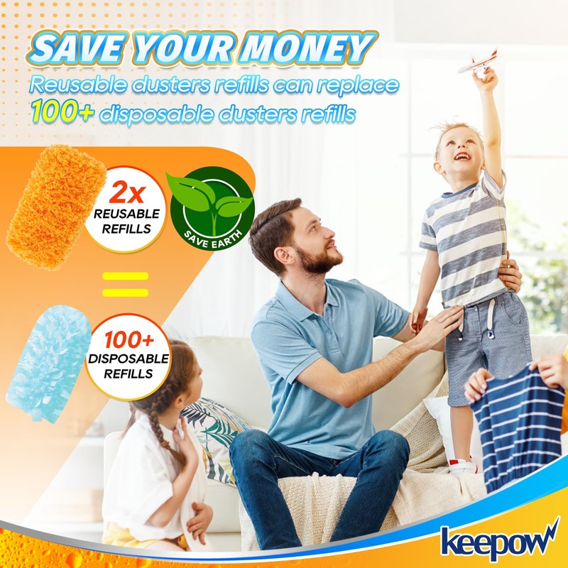 KEEPOW 2 Pack for Flash Dust Magnet Refill, Reusable compatible