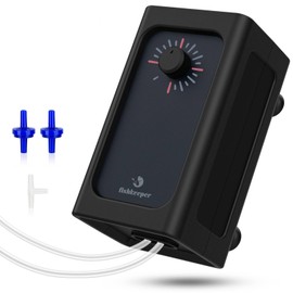 Fishkeeper Aquarium Air Pump, Quiet Powerful Fish Tank Air Pump, 6W/10W Adjustable Oxygen Pump, Metal Dual Outlets Aerator with Air Stone Bubbler for Fish Tank up to 140 Gallon 6W