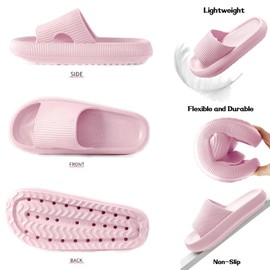 QJJQ Cozislides Bathing Shoes Men Women Original Slippers Cloud Slippers Super Soft Non-Slip Bath Slippers Summer Mules Bath Slippers Flip Flops, pink