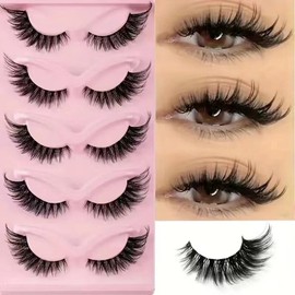 메이크업 5 쌍 고양이 눈 속눈썹 속눈썹 눈 길쭉한 거짓 속눈썹 Makeup 5 Pairs Cat Eye Lashes False Eyelashes Long Fake Eyelashes [as show]