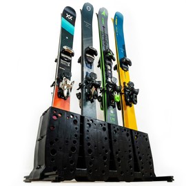 StoreYourBoard Telluride Ski Storage Rack – Freestanding Ski Rack for Garage or Home, Heavy-Duty Floor Ski Holder and Organizer Stand, Space-Saving Ski Storage Rack for 4 Pairs of Skis - Black