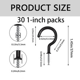 xiaozhenjida 30 Pcs Black Vinyl Coated Hook Hooks Question Mark Screw Hooks Multipurpose Cup Hooks for Wooden Wall Cement Wall Kitchen Bathroom
