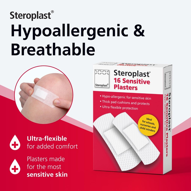 Steroplast Sensitive Plasters | 16 Plasters Per Box | Two