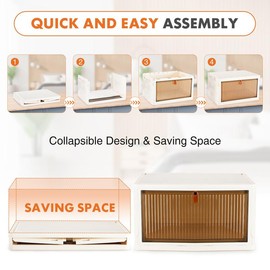 Sweet Furniture Stackable Plastic Storage Bins with Lid - 23QT Foldable Organizers and Storage with Magnetic Doors & Lockable Wheels,Office:_1 Tier - XL: Left and Right Door