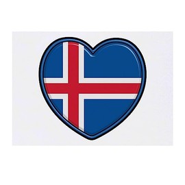 'Iceland Flag Heart' Temporary Tattoo - Water Resistant, Skin-Safe, Non-Toxic Transfer (TO00061627)