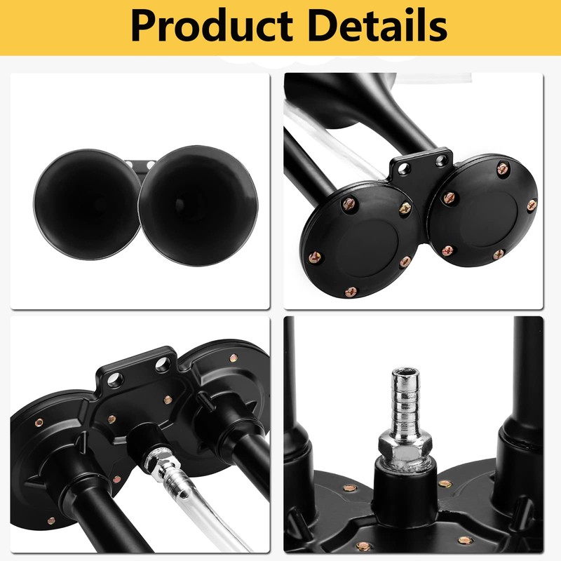 150db Super Loud Dual Trumpet Air Horn Kit with Compressor
