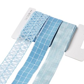 BEEFLYING 3 Styles Light Blue Wire Edged Ribbons for Gift Wrapping Decoration 25~28mm×2.7m Organza Lace Ribbons Fabric Ribbons for Wedding Party DecorationHairBows,Flower DesignsSewing and Craft
