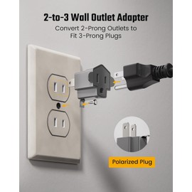 Adaptador de salida de 2 clavijas a 3 clavijas, adaptador de 3 a 2 clavijas, material PBT ignífugo (444 °F), adaptador de enchufe de pared resistente para hogares antiguos, viajes a Japón y uso