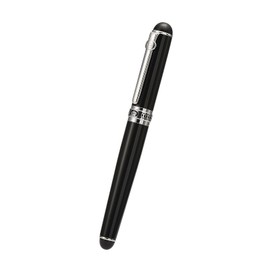 Lanxivi Duke Double Fountain Pen Fude Curved Nib with Leather Pen Set Black Pen with Black Case
