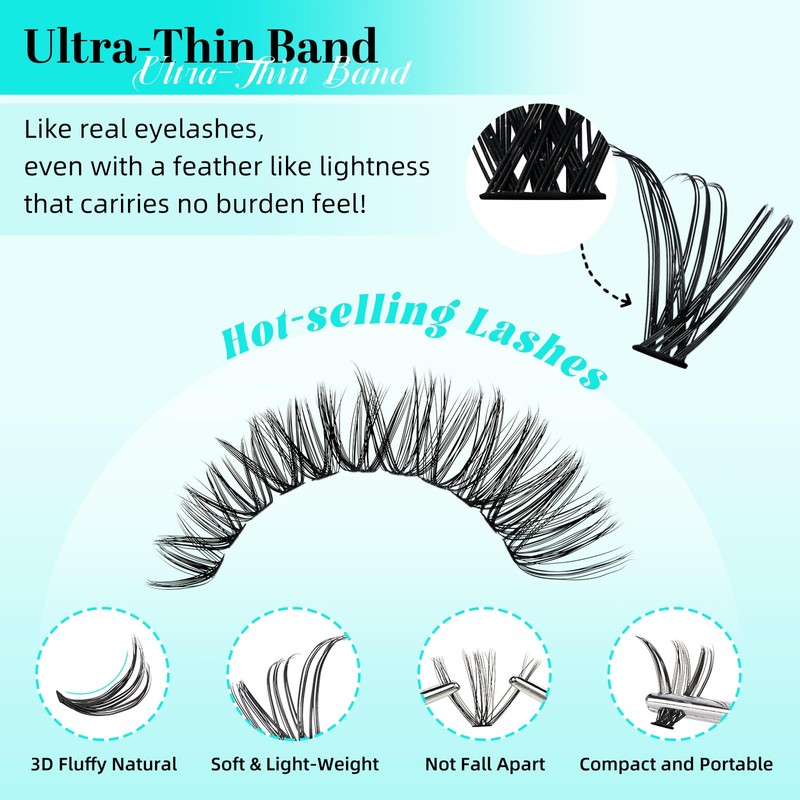 Lash Clusters Eyelashes Cluster Individual Wispy Lashes Thin Band for