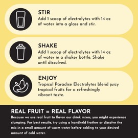 JUST INGREDIENTS Tropical Paradise Electrolytes Drink Mix - Coconut Water, Sea Salt, Trace Minerals - 30 Servings