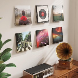 Lifewit Estantes flotantes para vinilos, Paquete de 6 Unidades de 12 Pulgadas, estantes de Pared de acrílico Transparente para decoración de Habitaciones con Libros/Maquillaje en el Dormitorio.
