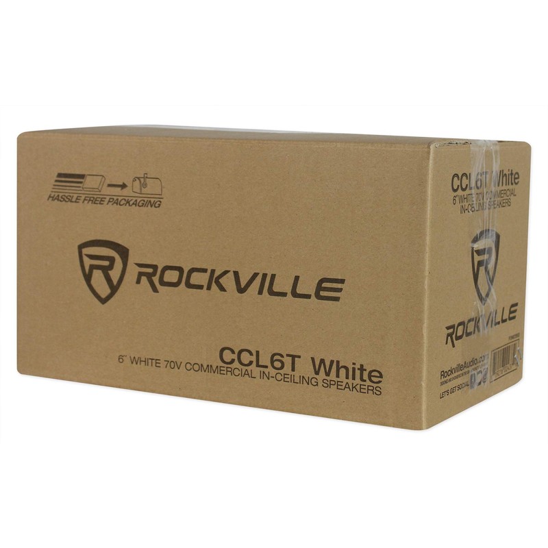 Rockville CCL6T 6" 70V Commercial Ceiling Speakers (4-Pack), White, High-Performance