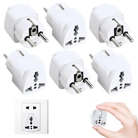 Fiotha 6 Stück Universal Reiseadapter Stecker, UK/USA/China auf EU Reiseadapter, Universal Travel Adapter EU, Europa Reisestecke, Universal Stecker auf 2 Pin Deutsch Adapter für Hause, Weiß