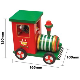 St Helens Home & Garden Mechanical Wooden Train Music Box - Wonderfully Festive with Vibrant Colour Detail
