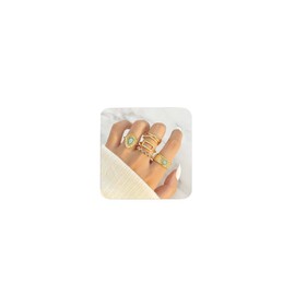 HUASAI Stocking Stuffers Holiday Outfits for Women 2024 Jade Rings for Women Gemstone Ring Set Vintage Gemstone Ring Boho Knuckle Ring Sets Good Luck Midi Finger Rings Jewelry