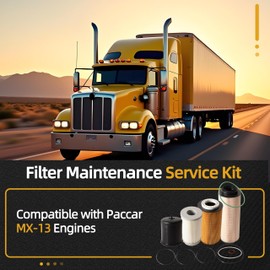 JAVOUKA Filter Maintenance Kit (4PCS) Fit for Paccar MX-13 MX13 Engine - Includes 2234788 Oil Filter, 1922496 Oil Filter Kit, 2277129 Fuel Filter, K37-1029 Fuel Filter Element