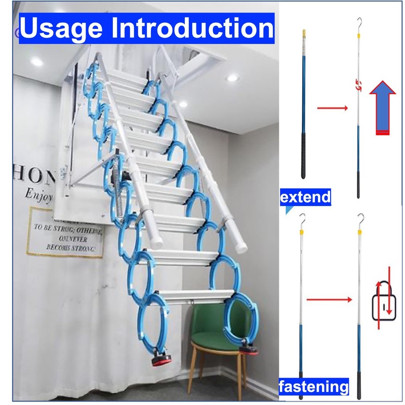 RQG Attic Pull Down Hook,Clothes Hook Pole,with a 16-60 inch