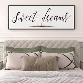 PEONIA 41" x 15" Sweet Dreams Above The Bed Wall Decor - Aesthetic And Minimalist Sweet Dreams Large Above Bed For Bedroom Wall Art Decor Canvas Signs With Soft Colors, Delicate Details (Black)