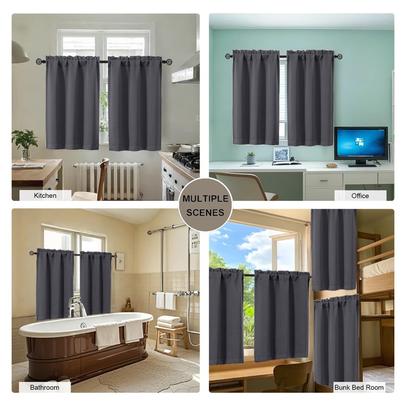Gwine 24 Inch Long Tier Curtains for Small Window, Short