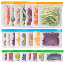 GREENZLA Eco-Friendly Reusable Freezer Bags, 24-Pack Extra Thick and Leakproof Resealable Gallon Bags for Safe Food Storage, Marinating, Snacks, and Meal Prep, Reusable, Non-Toxic, and Freezer Safe