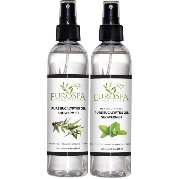 EuroSpa Aromatics Pure Eucalyptus Oil ShowerMist and Steam Room Spray, All-Natural Premium Aromatherapy Essential Oils - Variety Pack, 8 oz