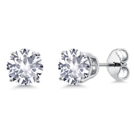 Gem Stone King 925 Sterling Silver Round 6MM Gemstone Birthstone Stud Earrings For Women Men