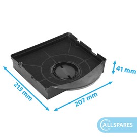 AllSpares Activated Carbon Filter (Pack of 2) for Cooker Hoods Suitable for Whirlpool CHF303, Elica Turboair F00189/S/Type 303, AEG-Electrolux MCFE10, NYTTIG FIL 558 and Many More (213 x 207 x 41 mm)