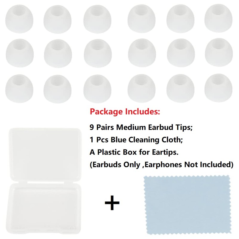 CYADCI 9 Pairs Medium Earbud Tips Replacement Eartips Silicone Earbuds
