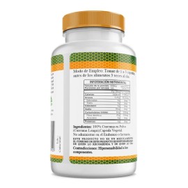 Curcuma Pura Orgánica Premium 100 Capsulas 500mg Sabor Natural
