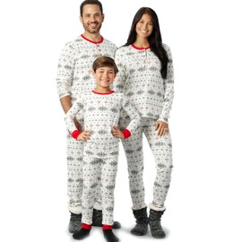 HonestBaby Family Matching Holiday Pajamas Organic Cotton for Men, Women, Kids, Toddlers, Baby Boys, Girls, Unisex Pets, Jumbo Fair Isle, 12 Months
