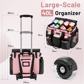 Large Cleaning Caddy for Cleaning Supplies Organizer, Rolling Cleaning Caddy Bags with Wheels for Housekeepers, Cleaning Carts on Wheels for Home Car Office Picnic