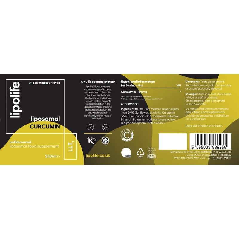 Lipolife lipolife liposomal Curcumin C3 Complex (95% curcuminoids) | Highly