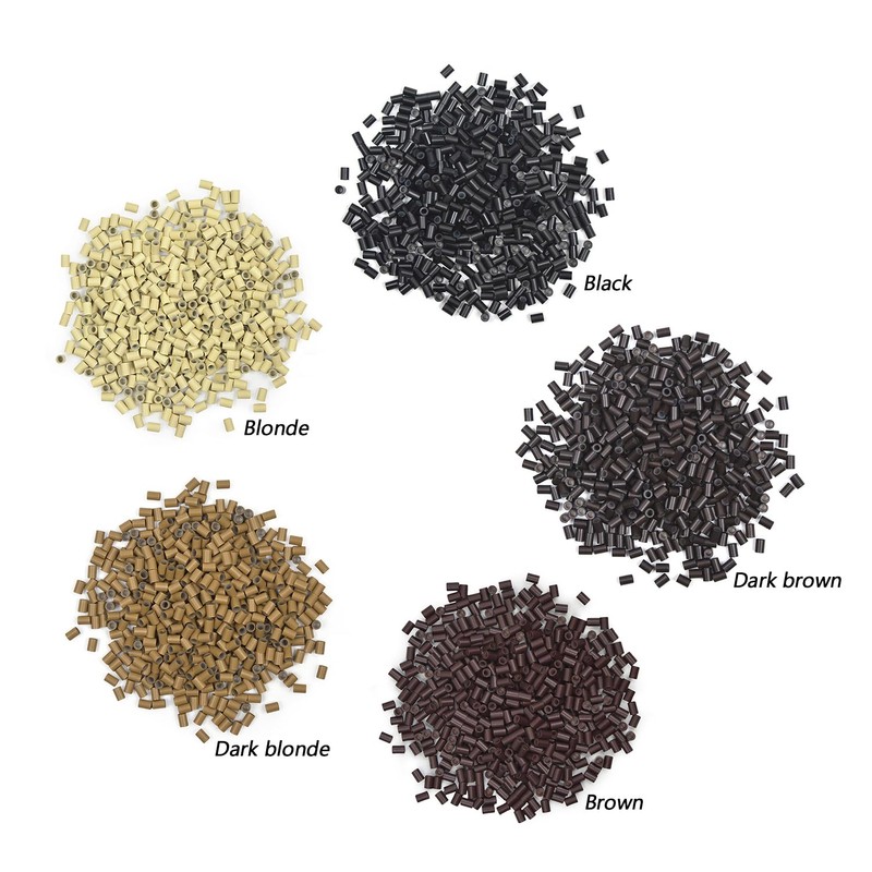 1000 Pcs Hair Extensions Micro Rings Links Beads Silicone Lined