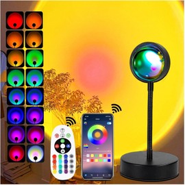 xoddi xoddi Sunset Lamp 360  Rotierende Sunset LampeMit App und Fernbedienung Sonnenuntergang Projektion Lampe Schlafzimmer Led-Lampe, 16 Farben Sonnenuntergang Lampe FR Selfie Aesthetic Room Decor