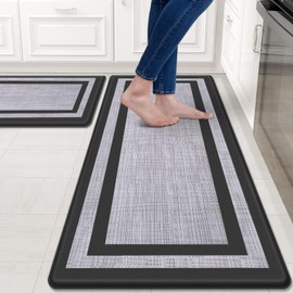 Mattitude Mattitude Kitchen Mat [2 PCS] Cushioned Anti-Fatigue Non-Skid Waterproof Rugs Ergonomic Comfort Standing Mat for Kitchen, Floor, Office, Sink, Laundry, Black and Gray