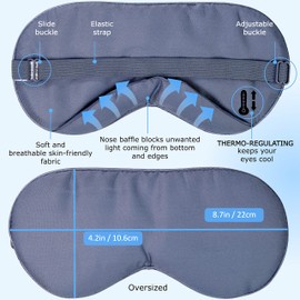 100% Bamboo Viscose Eye Mask - Sleeping Mask, Sleep Eye Mask Men, Light Blocking Sleep Masks for Women Sleep+mask Eye Shade Cover for Travel Night Eye Masks Sleep Blindfold Eye Pillow Blackout Eyemask