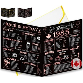 40th Birthday Card, Jumbo 40th Anniversary Card, CANADA 25x20cm Back in 1985, Rose Gold Happy 40th Birthday Card for Woman, Mother, Mother-in-law, Aunt, Sister, Funny 40 Birthday Gifts for Wife, Her