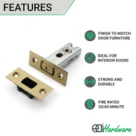 EAI Tubular Deadbolt for Bathroom | 76mm Case 57mm Backset | Polished Brass