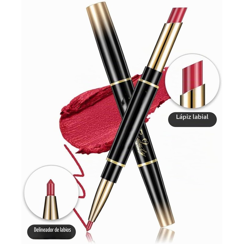 Lápiz Labial 2 en 1 LONEOURS – Mate, resistente al