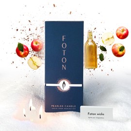 Foton Pearled Candle 18 Oz - Snowy Cider Non Toxic Luxury Long Lasting Powder Candles up to 120 Hours - Refillable Candle Sand with 30 Wicks for Candle Making