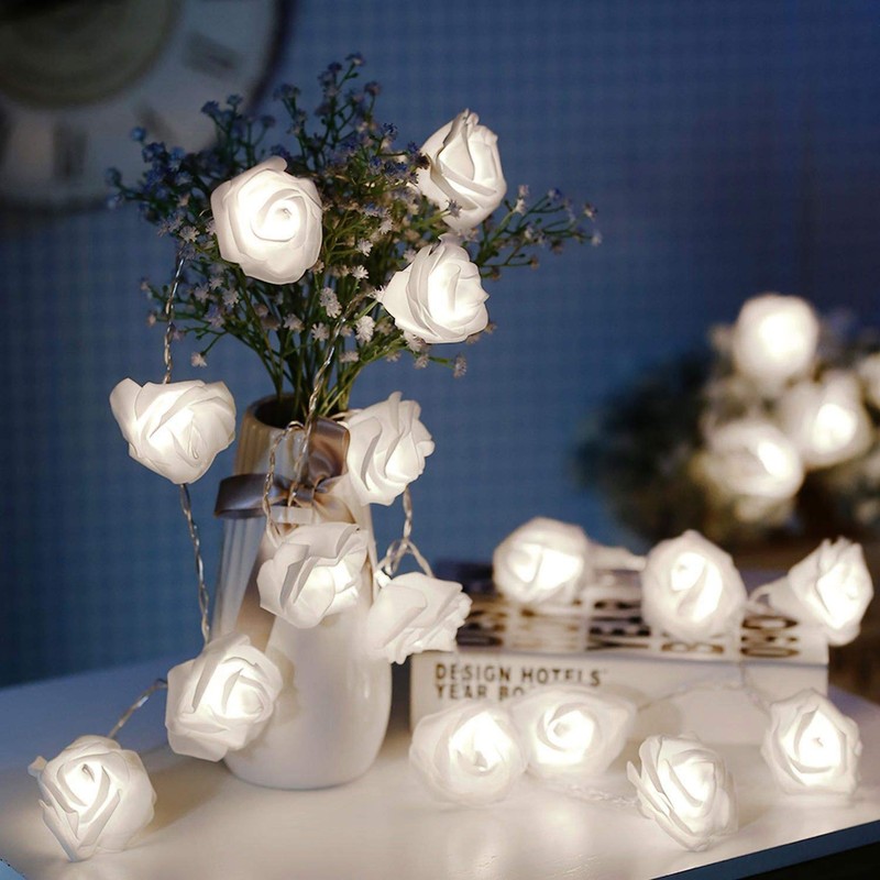 VIPMOON Rose Flower String Lights,2M 20LED Battery Operated Romantic String
