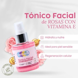 Vemare Cosmetics Tónico Facial De Rosas Y Vitamina E Hidratante 100 ml