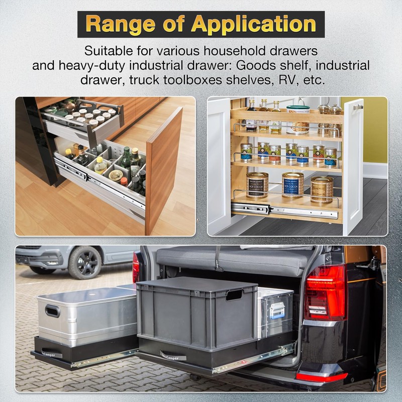 YENUO Heavy Duty Drawer Slides Full Extension Side Mount 12