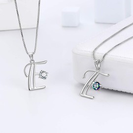 Aurora Tears Letter E Necklaces 925 Sterling Silver Cubic Zirconia Alphabet Initial E Pendant Jewellery Gifts for Women and Girls DP0166E