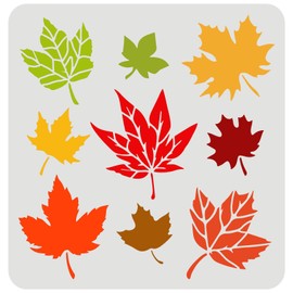 FINGERINSPIRE Maple Leaves Stencils 11.8x11.8inch Autumn Leaves Stencil Plastic Leaf Pattern Stencil Reusable Fall Leaf Stencils for Painting on Wood, Floor, Wall DIY Farmhouse Home Decor