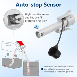 Fuel Transfer Pump with Auto-stop Sensor -3.2 GPM, 3 Tank Adapters, 51" Hose Portable Fuel Pump Battery Operated Liquid Pump, Gas Transfer Pump for Gasoline, Diesel, Oil (Can Not Included)