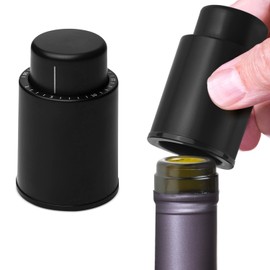 Tapón de vino al vacío – Protector de vino a prueba de fugas – Salva tu vino por otro día – Sellado al vacío para mayor frescura – Gran regalo para los amantes del vino (plástico negro, 2)