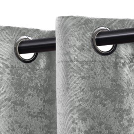 Superior Blackout Curtains, Window Accents, Sun Blocking, Living Room, Bedroom Darkening, Modern Geometric Waves, Grommet Header, Waverly Collection, Set of 2 Panels, 52" x 96", Chrome